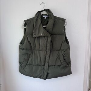 Green Puffer Vest - Sleeveless Quilted Jacket